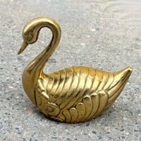 Image 3 of Figurine grand cygne en laiton – Décoration vintage années 70 