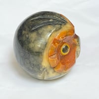 Image 3 of Presse-papier sculpture Hibou ou chouette en albâtre  sculptée à la main- vintage 1970 