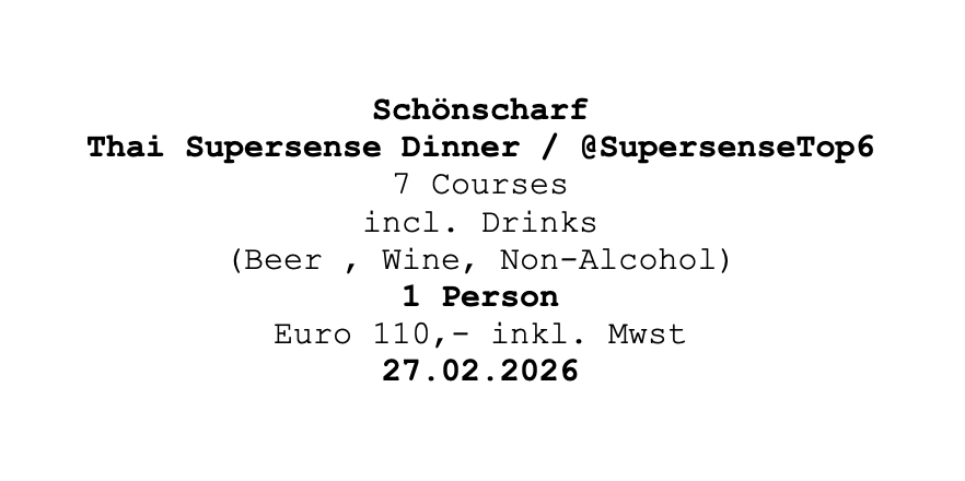Image of Schönscharf Supersense Dinner 27.02.2026 @ Supersense Top 6