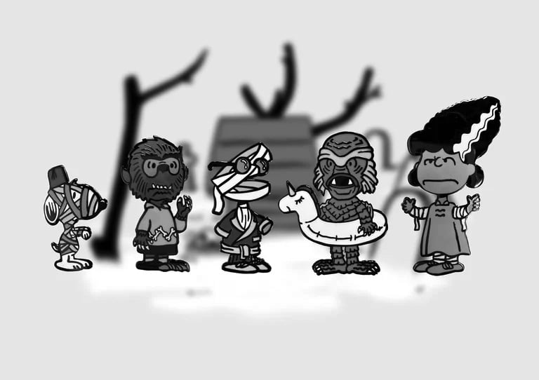 Image of B&W Halloween Pins collection