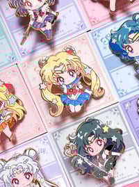 Image 3 of Sailor Moon Chibi  13 Pins + 2 Small Pins Full Set (In hand-sale)💛💙💚❤️🧡