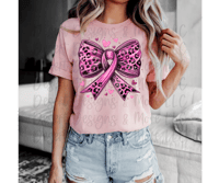 Image 1 of Breast Cancer Bow shirt 