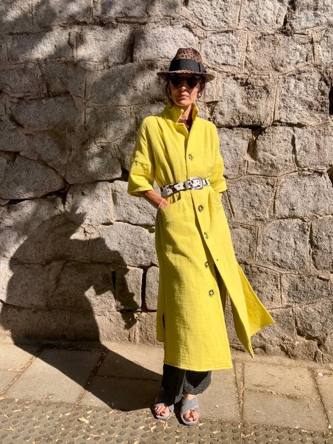 LEMON YELLOW COAT KAFTAN