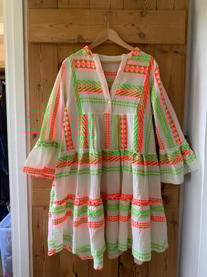 Neon Stripe Dress – Size 8–10 – £20