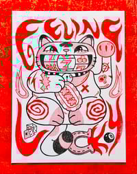 Image 2 of Feline Lucky Riso Print