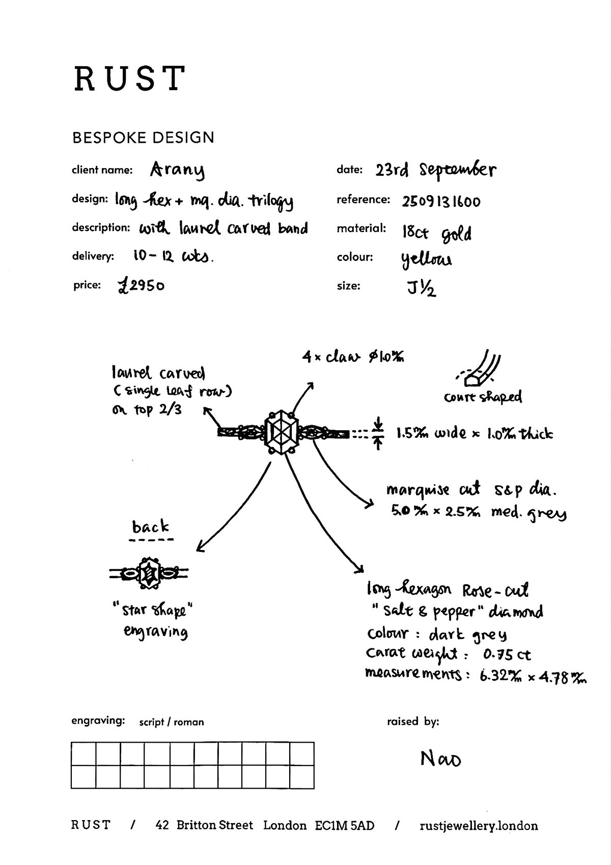 Image of Bespoke ring for Arany