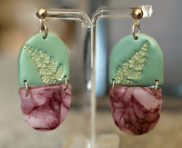 Gilded Fern and Stained Glass Earrings