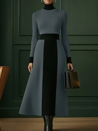 Image 3 of Elegant Color-Block Dress