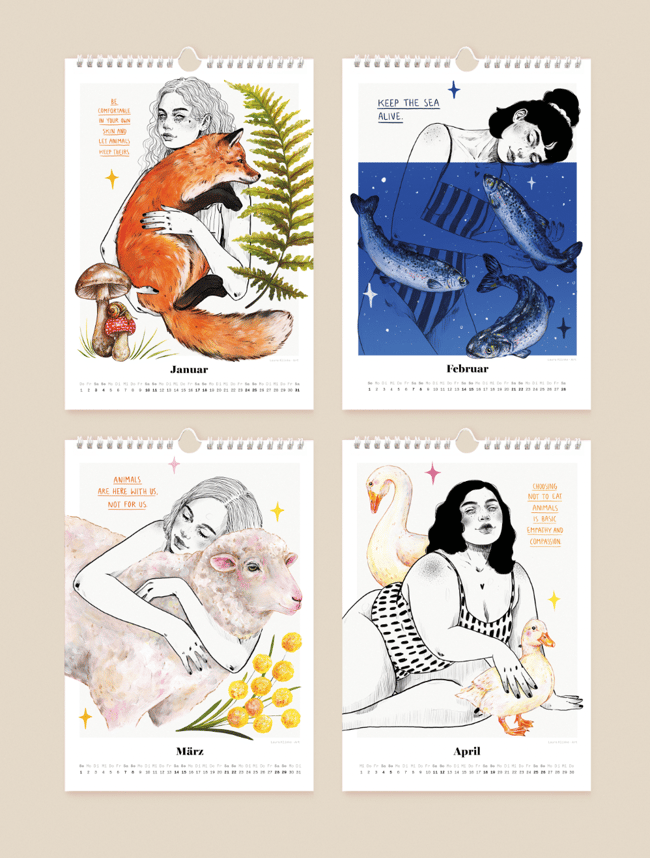 VORBESTELLUNG – A4  Vegan Wandkalender 2026