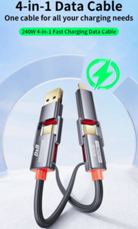 Image 3 of ✨ 240W Max Fast Charging & Data Cable – DxB™ ✨ 4 in 1 for Phone, Laptop & Tablets