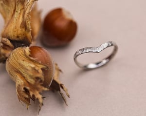 Image of Platinum, 2mm width band, Horn textured wishbone ring