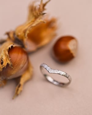 Image of Platinum, 2mm width band, Horn textured wishbone ring