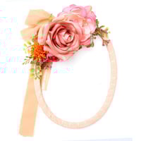 Image 1 of Pink and Peach Floral Wreath - Oval
