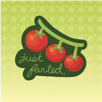 Image 1 of Silly 'Just Farted' Tomato Sticker