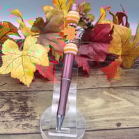 Image 1 of Orange Leaf Brown Beaded Pen 