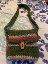 Green, Burnt Orange and Beige Mini Handbag