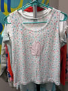 Upcycled Pink Star Applique Floral White Tank Top