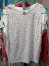 Upcycled Pink Star Applique Floral White Tank Top