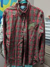 Upcycled Blob Red & Green Plaid Button Up Long Sleeve Shirt Sz M