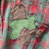 Upcycled Blob Red & Green Plaid Button Up Long Sleeve Shirt Sz M