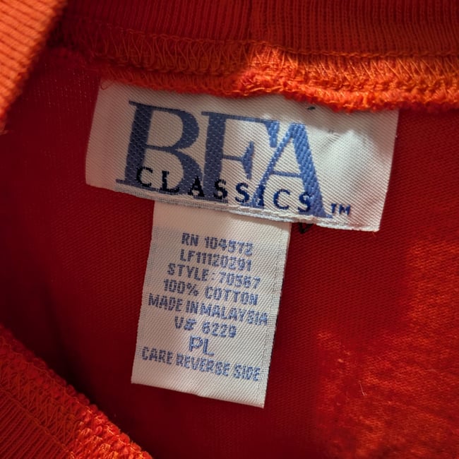 Upcycled Halloween Spooky Blob Orange Mock Neck Long Sleeve Shirt Sz PL