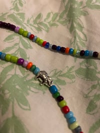 Image 1 of 22" Vibrant Multicolored Bead Necklace with Elephant Charms