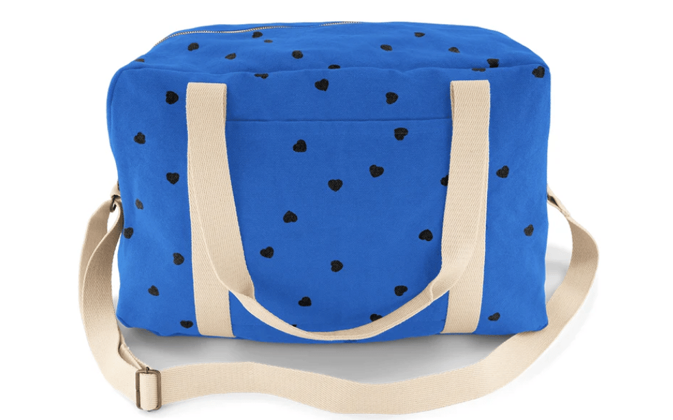 Image of Blue heart print weekend/baby bag