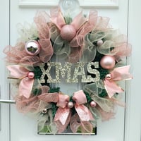 Image 2 of Rose Gold Xmas Wreath, Wall Decor, Door Wreath