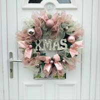 Image 3 of Rose Gold Xmas Wreath, Wall Decor, Door Wreath