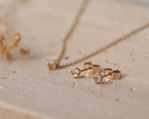 Image of Old-cut diamond pendant and earrings