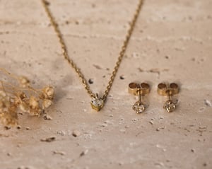 Image of Old-cut diamond pendant and earrings
