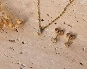 Image of Old-cut diamond pendant and earrings