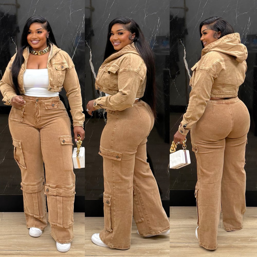 Image of DANA DENIM SET-caramel