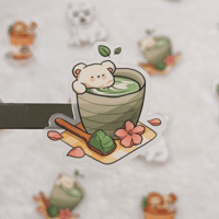 Vinyl sticker - Foamy bear matcha latte