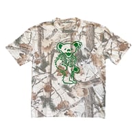 Image 1 of Groovy Bear on Cream Camo T-shirt w/ Green Print