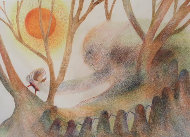 The Sun worshippers ~ Original drawing on paper