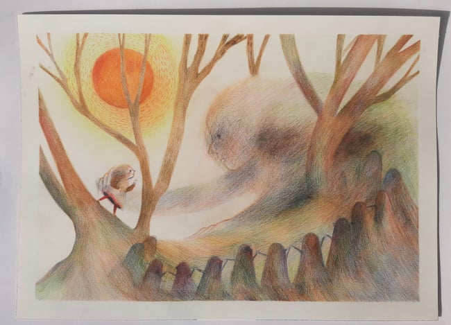 The Sun worshippers ~ Original drawing on paper