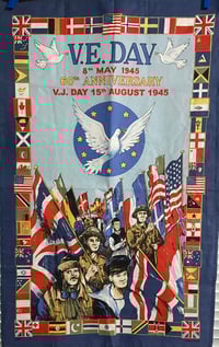 Image 1 of WW2 (USA/British) - V.E. Day 60th Anniversary Tea Towel