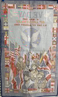 Image 2 of WW2 (USA/British) - V.E. Day 60th Anniversary Tea Towel