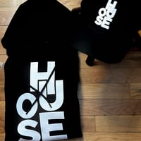 Black Bold HOUSE Music Hoodie and Hat Set – Unisex Clubwear & Party Vibes Streetwear