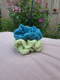 Image 1 of Cashmere Premium Scrunchie Set - Aqua & Lime