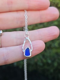 Image 1 of Teardrop Cornish Seaglass Necklace - Cobalt Blue 