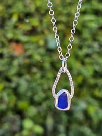 Image 3 of Teardrop Cornish Seaglass Necklace - Cobalt Blue 