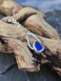Image 4 of Teardrop Cornish Seaglass Necklace - Cobalt Blue 