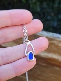 Image 8 of Teardrop Cornish Seaglass Necklace - Cobalt Blue 