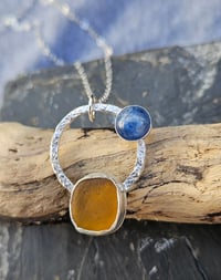 Image 2 of Zest! Orange Cornish Seaglass & Kyanite Gemstone 
