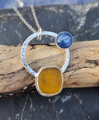 Image 4 of Zest! Orange Cornish Seaglass & Kyanite Gemstone 
