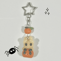 Image 1 of Halloween Bunny Keychain - Cute Polymer Clay Pumpkin Keychain for Spooky Season