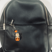 Image 2 of Halloween Bunny Keychain - Cute Polymer Clay Pumpkin Keychain for Spooky Season
