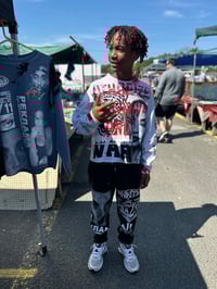 Image 4 of Beyonce Balenciaga NY Real tree art dept custom screen print black/white bleached hoodie